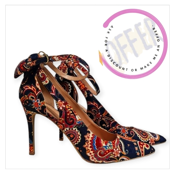 Elegant Paisley Print Women's Heels - Picture 1 of 5